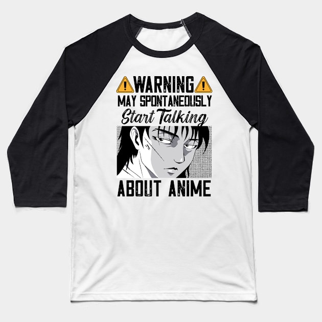 Warning May Spontaneously Start Talking About Anime Baseball T-Shirt by Mad Art